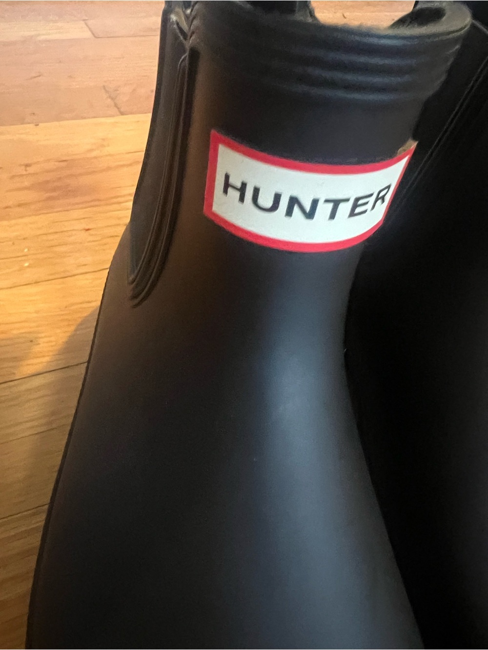 Hunter Short Black Chelsea Rain Boots with Logo Trim - Picture 8 of 12